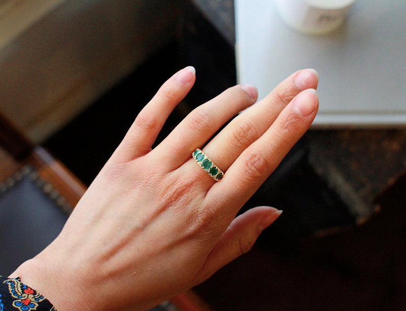 Bague Jarretière Emeraudes Diamants