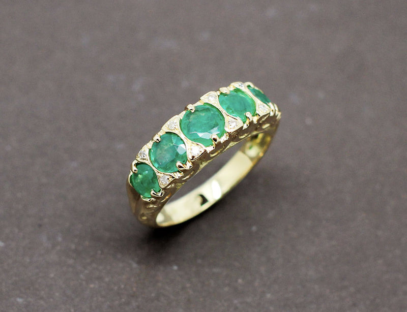 Bague Jarretière Emeraudes Diamants