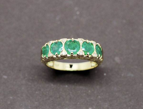 Bague Jarretière Emeraudes Diamants