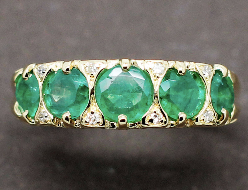 Bague Jarretière Emeraudes Diamants