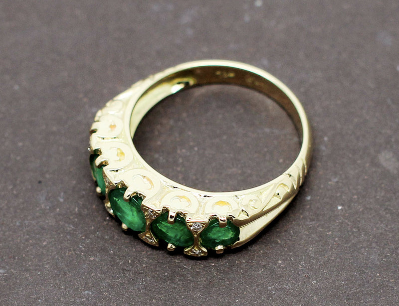 Bague Jarretière Emeraudes Diamants