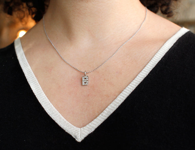 Pendentif "B" Art Déco Diamants