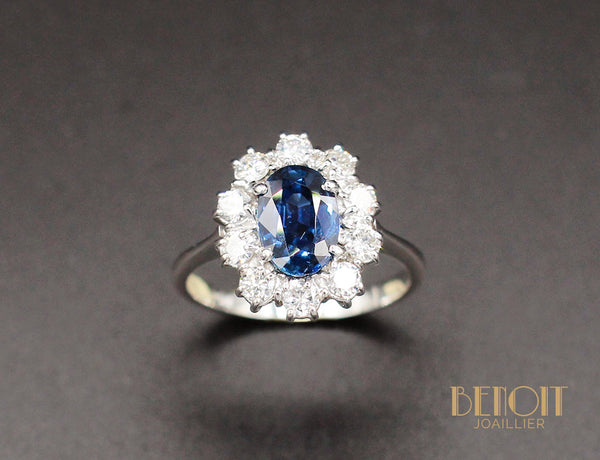 Bague Saphir Entourage Diamants