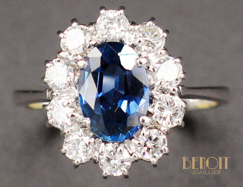 Bague Saphir Entourage Diamants