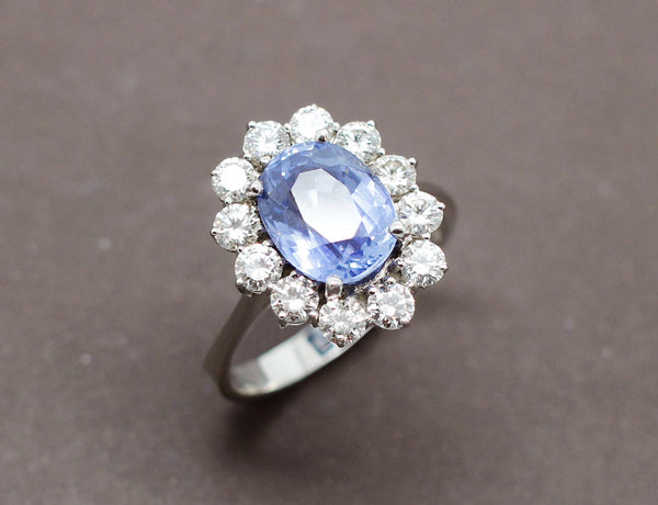 Bague Saphir Entourage Diamants