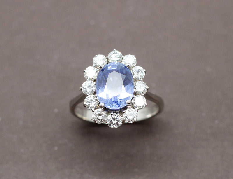 Bague Saphir Entourage Diamants