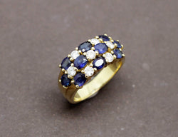 Bague Trois Rangs Saphirs Diamants