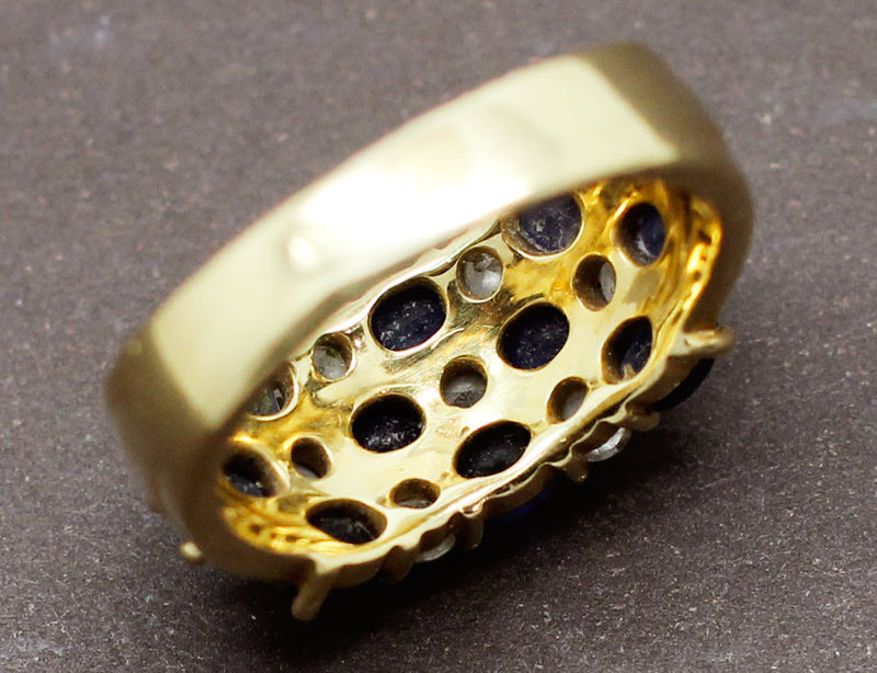 Bague Trois Rangs Saphirs Diamants