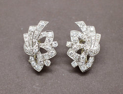 Boucles d'Oreilles Rubans Art Déco Diamants