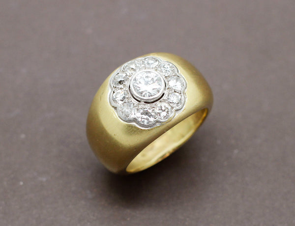 Bague Jonc Brossé Fleur de Diamants