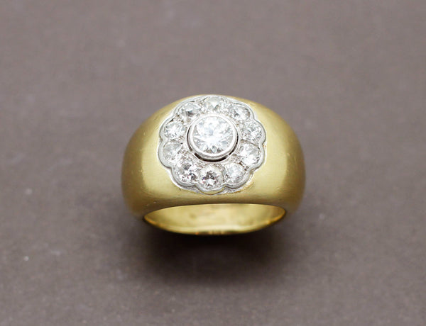 Bague Jonc Brossé Fleur de Diamants