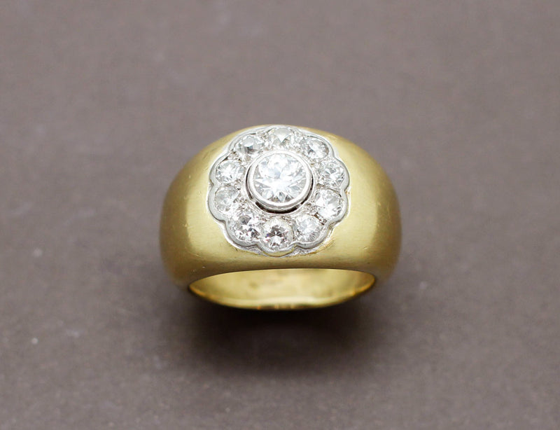 Bague Jonc Brossé Fleur de Diamants