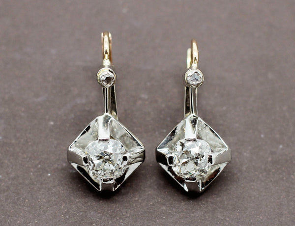 Boucles d'Oreilles Dormeuses Art Déco Diamants
