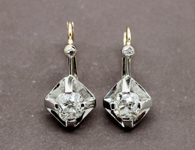 Boucles d'Oreilles Dormeuses Art Déco Diamants
