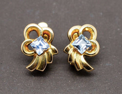 Boucles d'Oreilles 1950 Or Aigues-Marines
