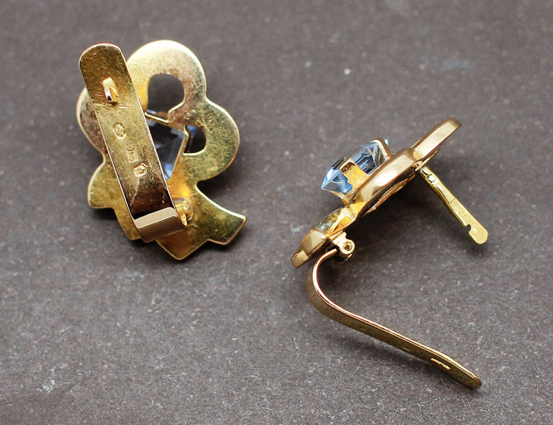 Boucles d'Oreilles 1950 Or Aigues-Marines