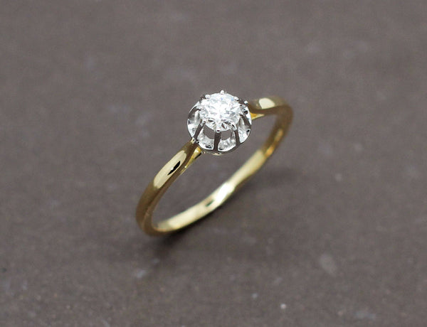Solitaire Ancien Diamant Or Jaune