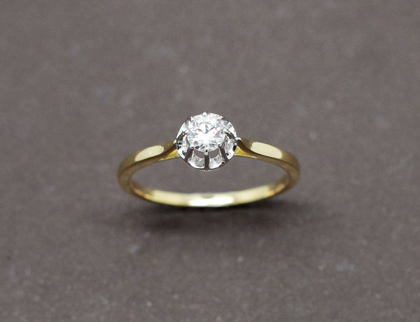 Solitaire Ancien Diamant Or Jaune