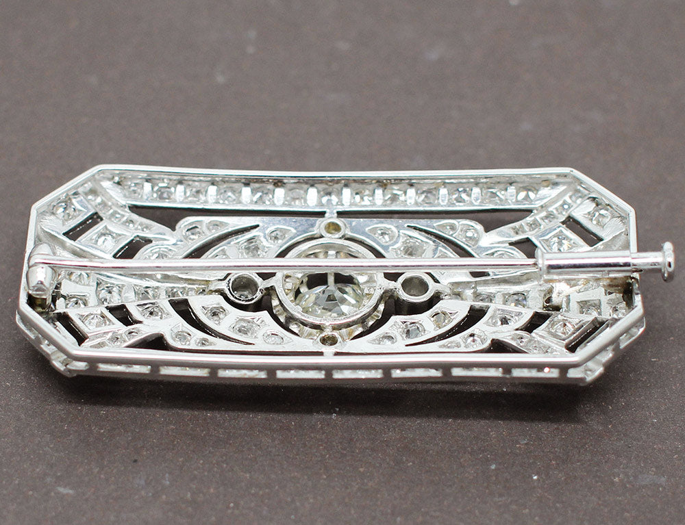 Broche Art Déco Années 30 Made in France | Strass & Métal argenté