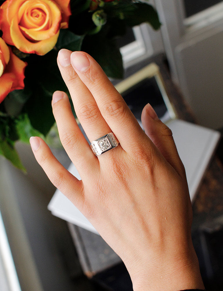 Bague Art Déco Moderniste Diamants