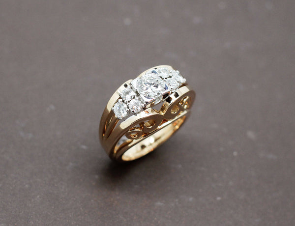 Bague Cocktail 1950 Or Jaune Diamants