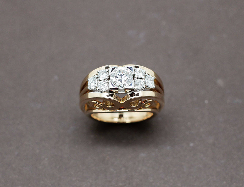 Bague Cocktail 1950 Or Jaune Diamants