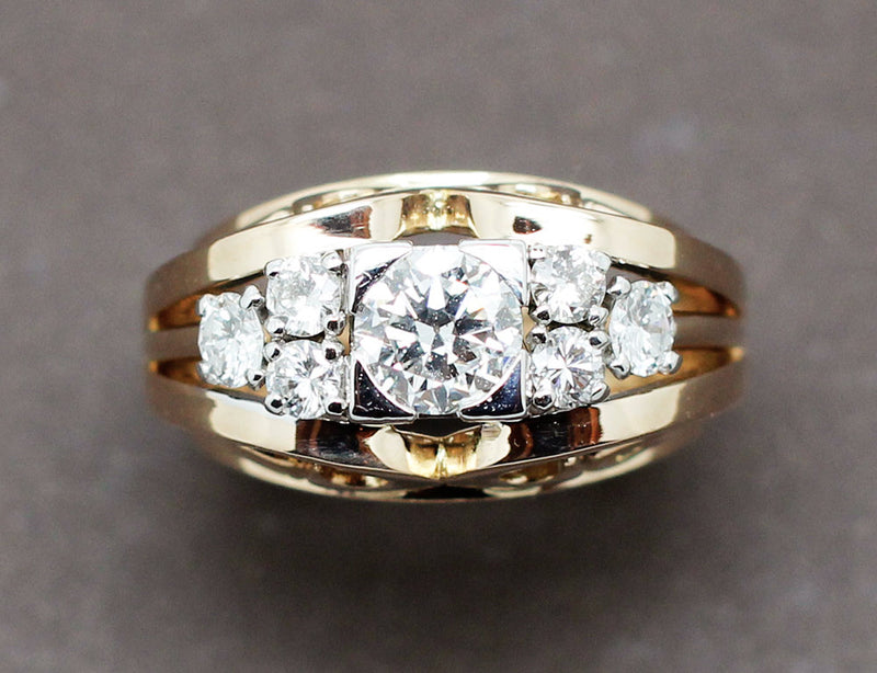 Bague Cocktail 1950 Or Jaune Diamants