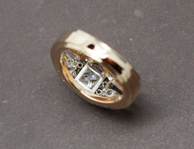 Bague Cocktail 1950 Or Jaune Diamants