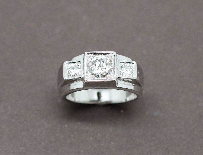 Bague Chevalière Art Déco Diamants
