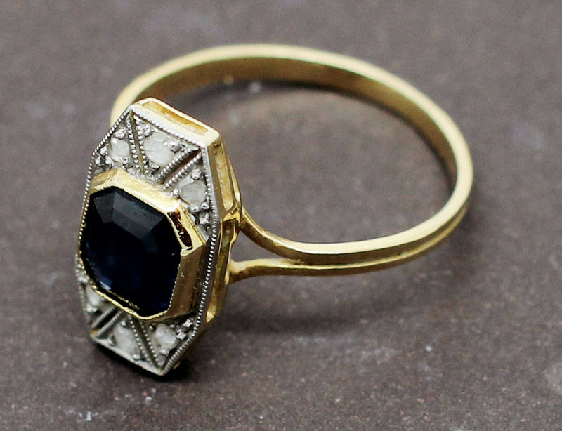 Bague Art Déco Saphir Diamants
