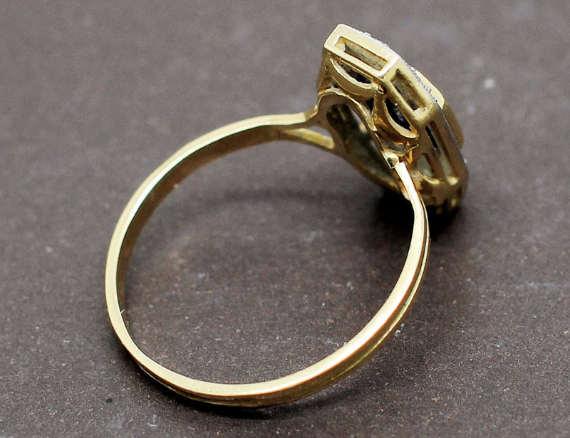 Bague Art Déco Saphir Diamants