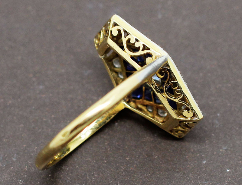 Bague Art Déco Diamants Saphir