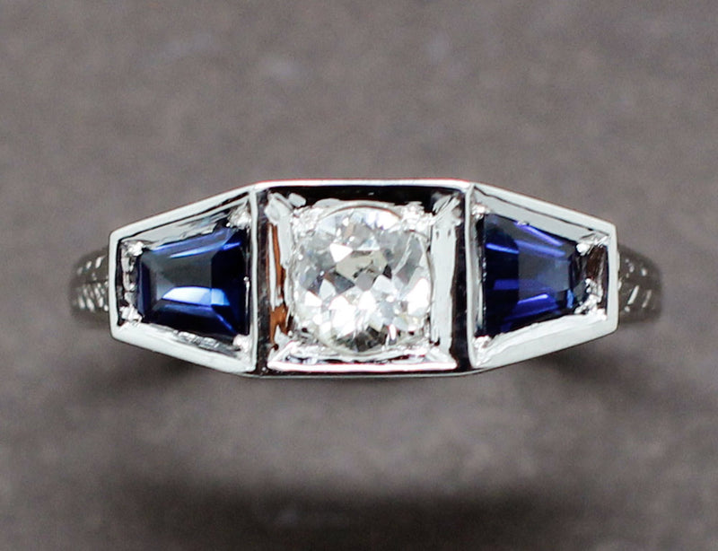 Bague Art Déco Diamant Saphirs