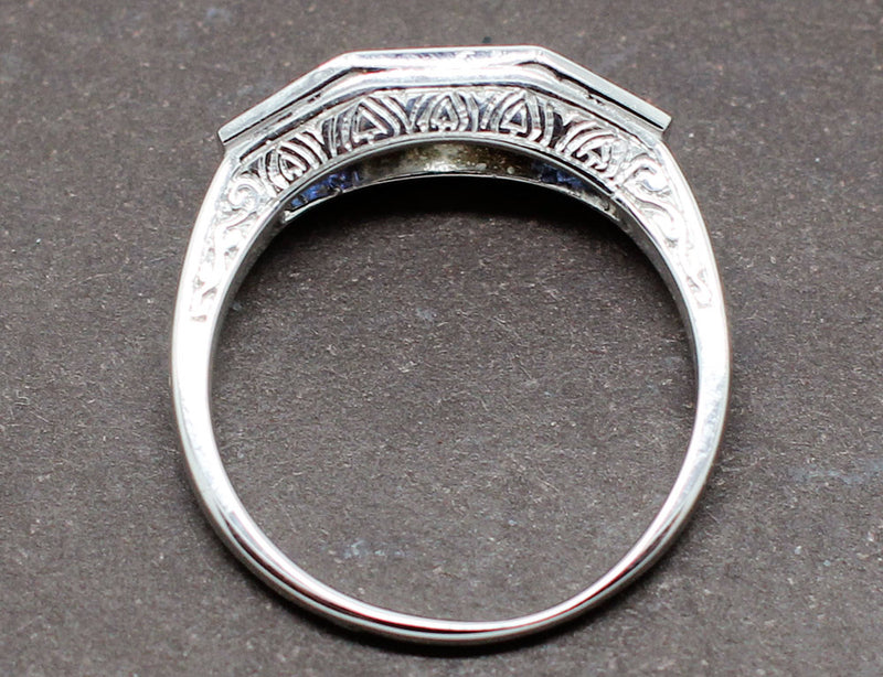 Bague Art Déco Diamant Saphirs