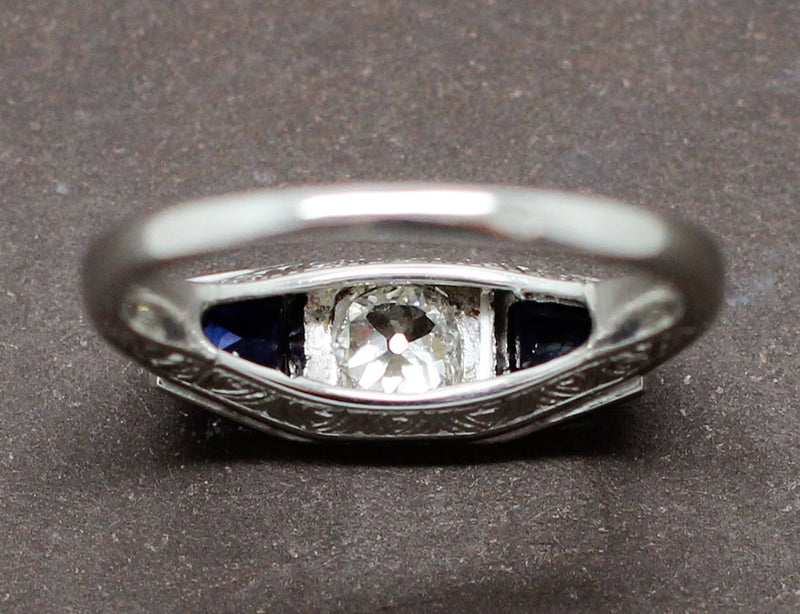 Bague Art Déco Diamant Saphirs