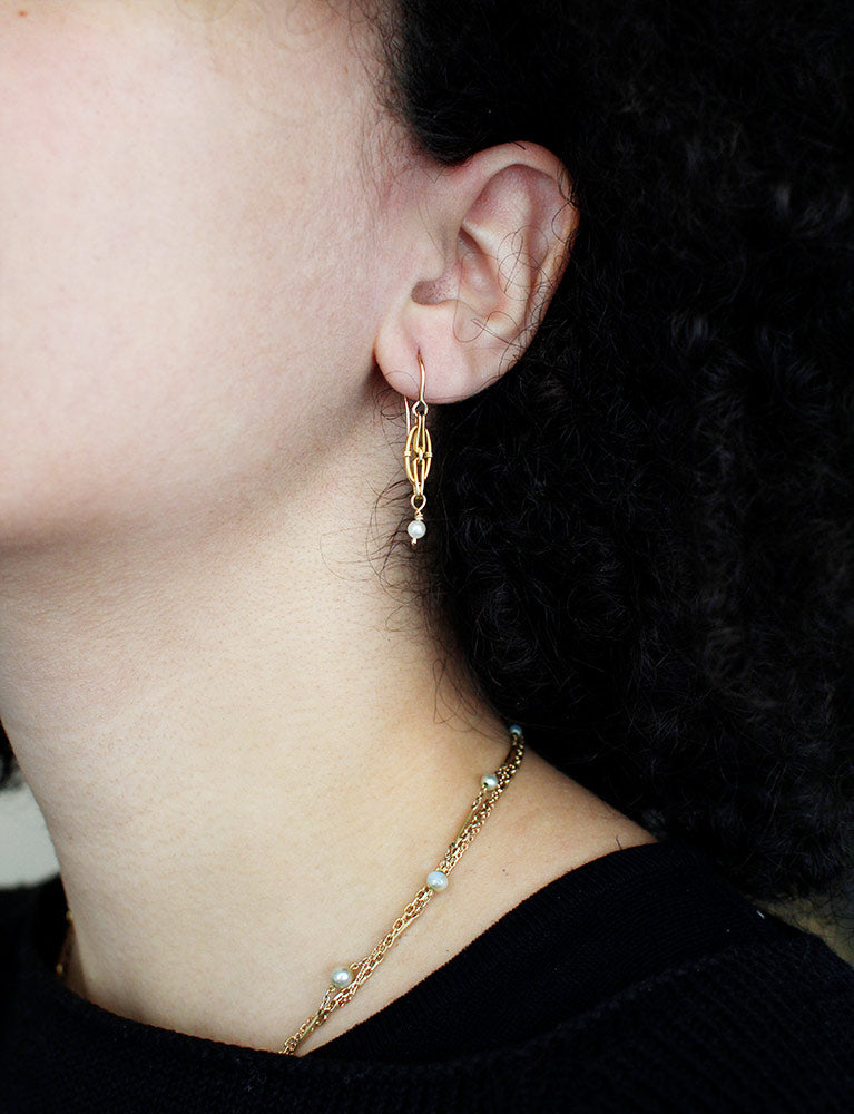 Collection Les Recyclés : Boucles Pendantes Or Perles