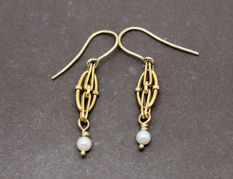Collection Les Recyclés : Boucles Pendantes Or Perles