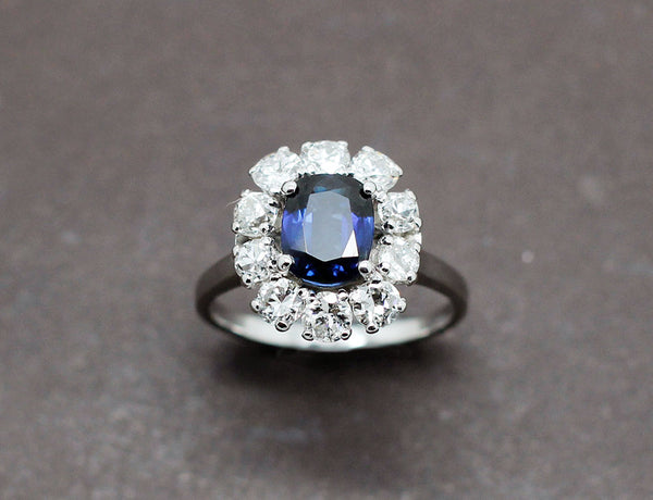 Bague Saphir Entourage Diamants