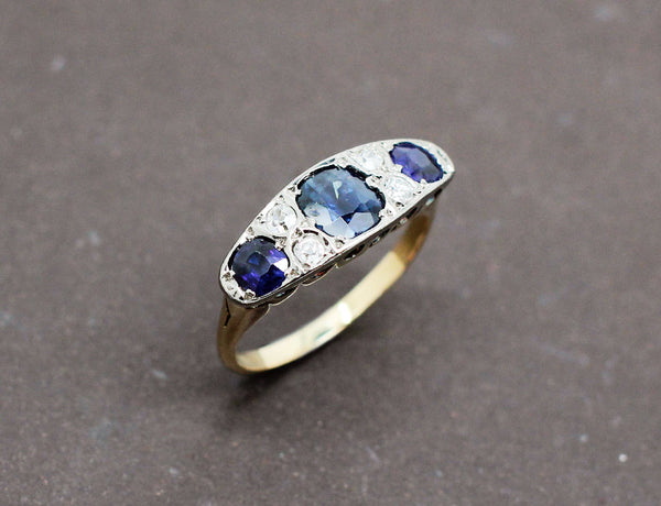 Bague Art Déco Saphirs Diamants