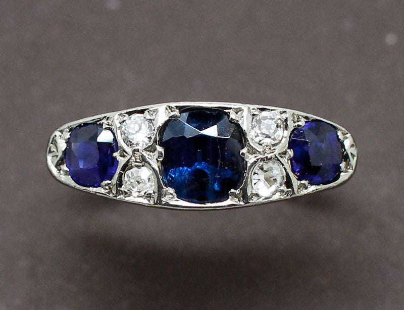 Bague Art Déco Saphirs Diamants