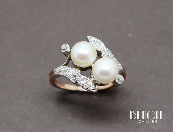 Bague Toi et Moi Perles Diamants