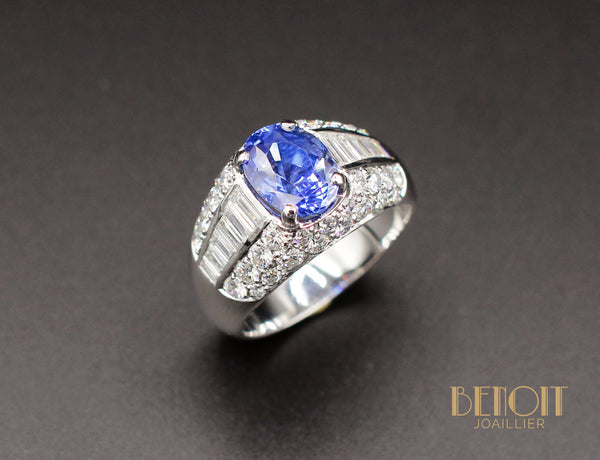 Bague Jonc Saphir et Diamants