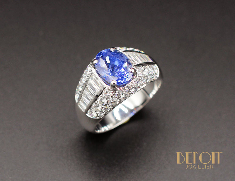 Bague Jonc Saphir et Diamants