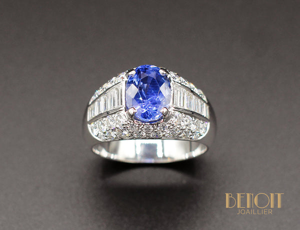 Bague Jonc Saphir et Diamants
