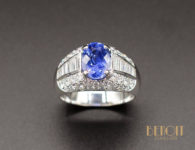 Bague Jonc Saphir et Diamants