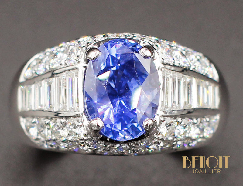Bague Jonc Saphir et Diamants