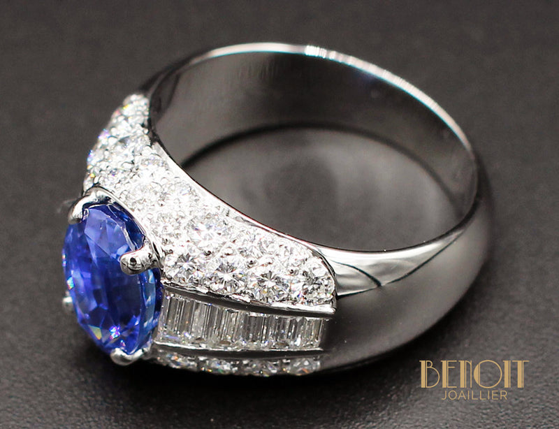 Bague Jonc Saphir et Diamants