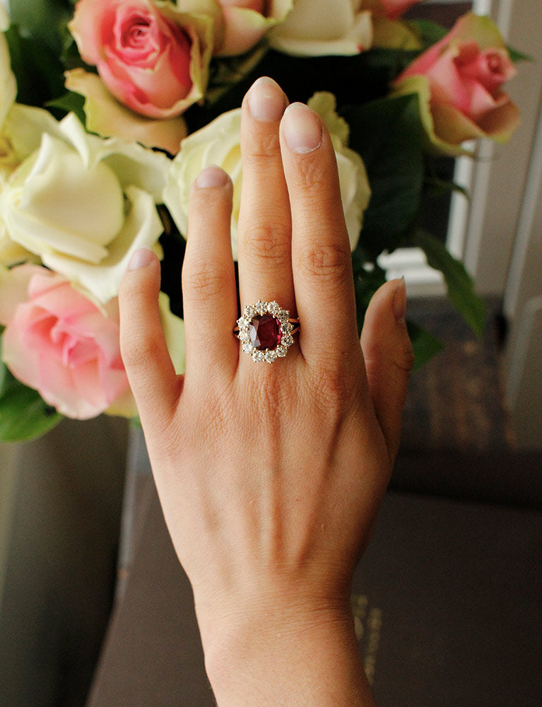 Bague Rubellite Entourage Diamants