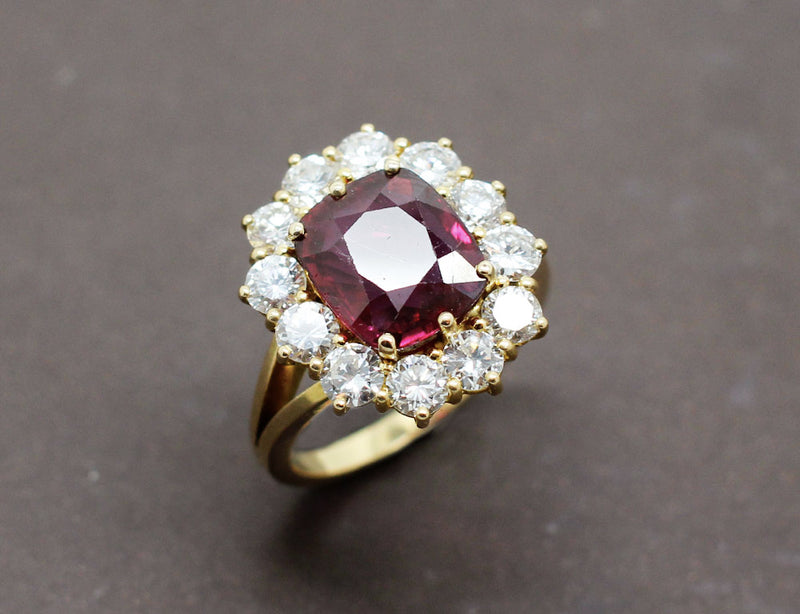 Bague Rubellite Entourage Diamants