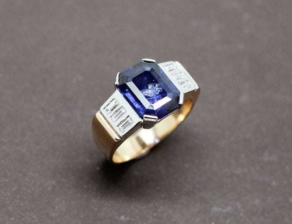 Bague Art Déco Saphir Diamants